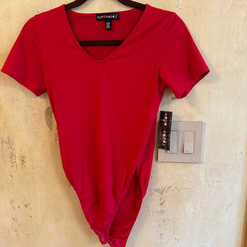 Eye Candy Red Fitted Short Sleeve Bodysuit